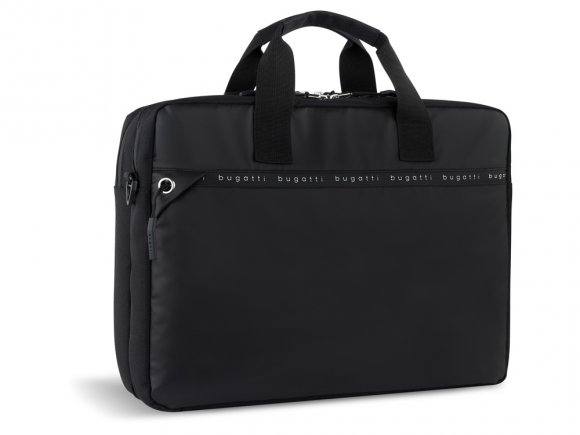 Портфель мужской BUGATTI Blanc Delight, чёрный, нейлон RPET600D/тарпаулин/полиэстер, 40х10х29 см 
