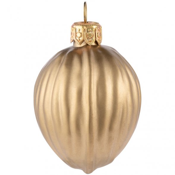 Елочная игрушка «Грецкий орех», матовое золото 