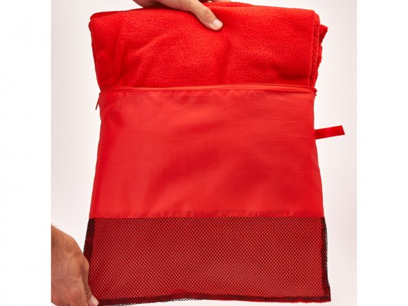 Плед BERING из гладкого флиса плотностью 200 г/м2 с чехлом в тон, красный 