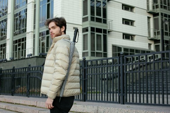 Зонт-трость rainVestment, светло-серый меланж 