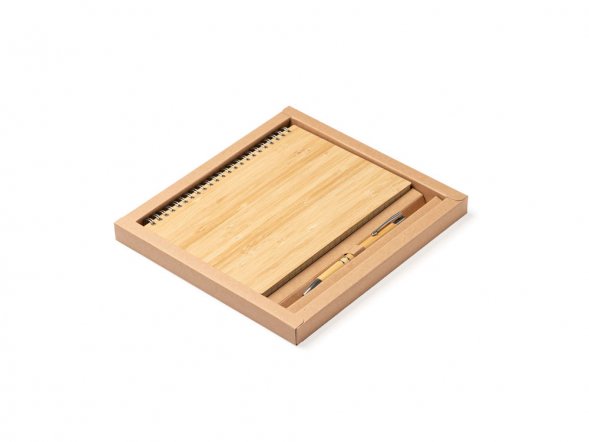 Набор GALA: блокнот А5, ручка шариковая, бамбук, бежевый 