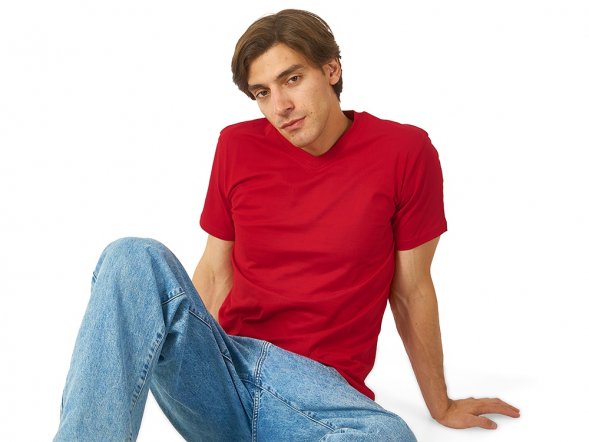 Футболка Heavy Super Club мужская с V-образным вырезом, красный 