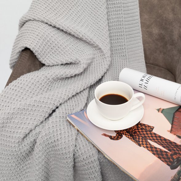 Плед Malta Soft вязаный, 160*90 см, серый 