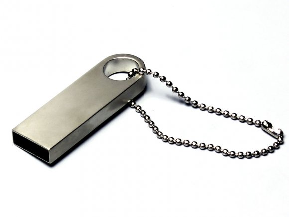 USB 2.0-флешка на 512 Мбайт с мини чипом и круглым отверстием, серебристый 
