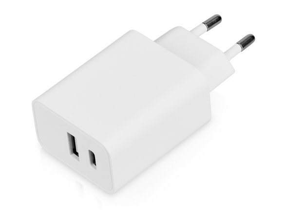 Сетевое зарядное устройство c выходами USB-A и USB-C Recharger, 10 Вт, белый 