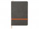 Блокнот Color линованный А5 в твердой обложке с резинкой, серый/оранжевый (P) 