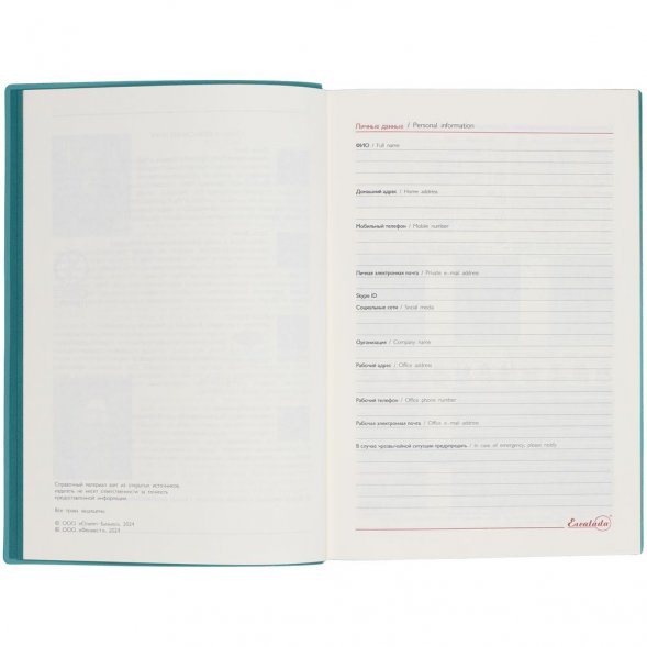 Ежедневник Martos, недатированный, бирюзовый 