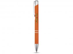 Алюминиевая шариковая кнопочная ручка Moneta, синие чернила, оранжевый