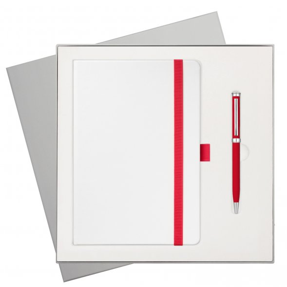 Подарочная коробка с ложементом для ежедневника и ручки, серая 