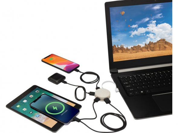 USB-концентратор Kenzu из пшеничной соломы, натуральный 