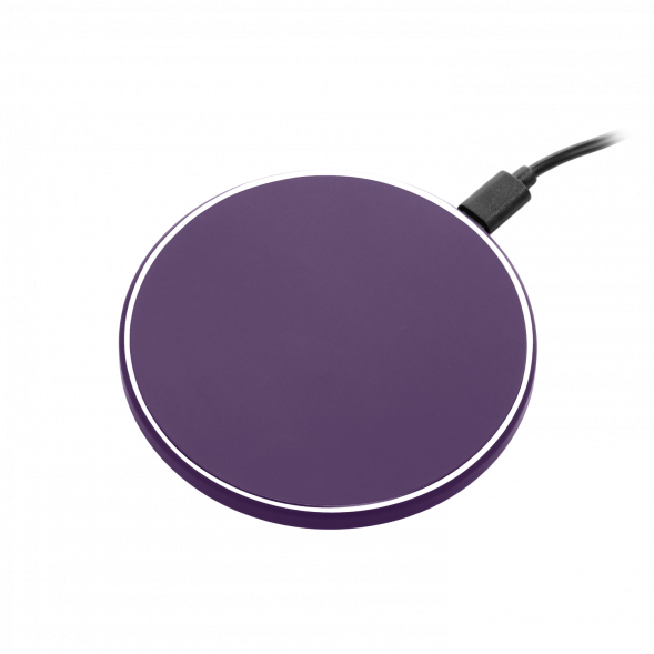 Беспроводное зарядное устройство с подсветкой 15W Auris, фиолетовое 