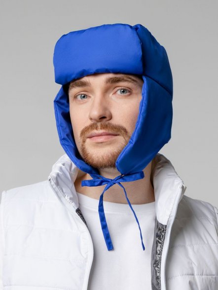 Шапка-ушанка Shelter, ярко-синяя 