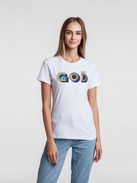 Футболка женская «Новый GOD», белая 