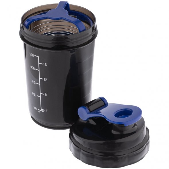 Спортивный шейкер с контейнером Tonus, черно-синий 