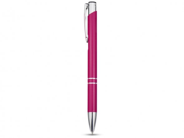 Алюминиевая шариковая кнопочная ручка Moneta, синие чернила, розовый 