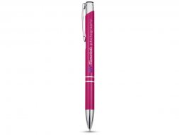 Алюминиевая шариковая кнопочная ручка Moneta, синие чернила, розовый
