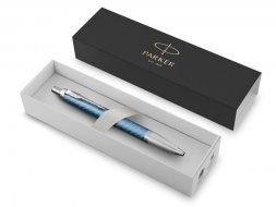 Шариковая ручка Parker IM Premium K318 Blue Grey CT, стержень: M, цвет чернил: blue, в подарочной упаковке.