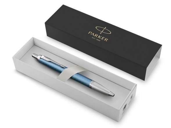 Шариковая ручка Parker IM Premium K318  Blue Grey CT, стержень: M, цвет чернил: blue, в подарочной упаковке. 