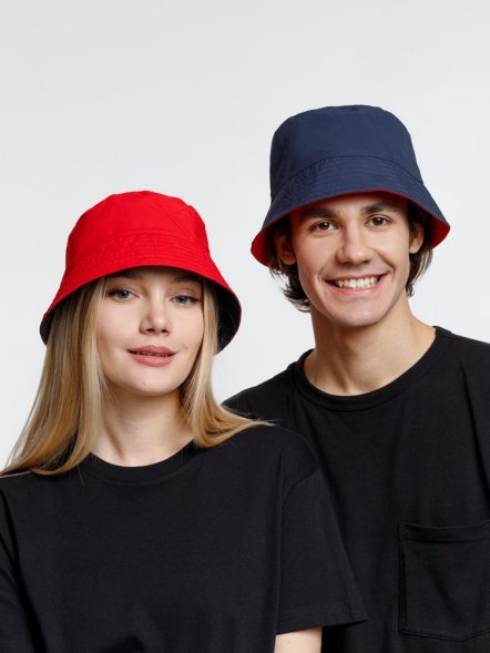 Панама Nylon двусторонняя, темно-синяя с красным 