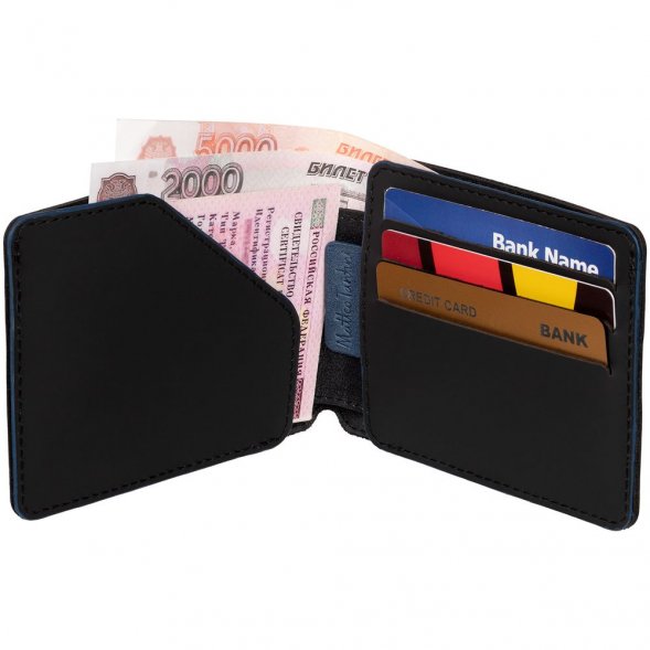 Портмоне Arrival, черное с синим 