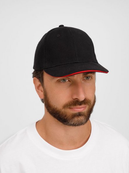 Бейсболка Buffalo, черная с красным 