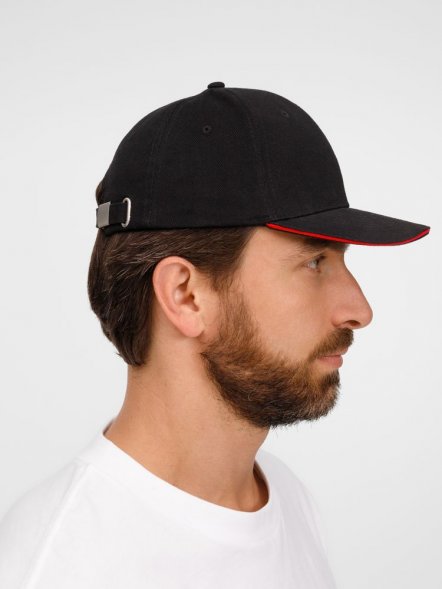 Бейсболка Buffalo, черная с красным 