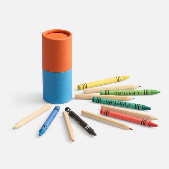 Набор цветных карандашей с мелками Kiddo Tube, голубой с оранжевым 