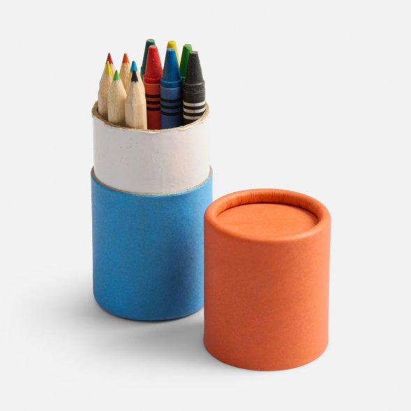 Набор цветных карандашей с мелками Kiddo Tube, голубой с оранжевым 