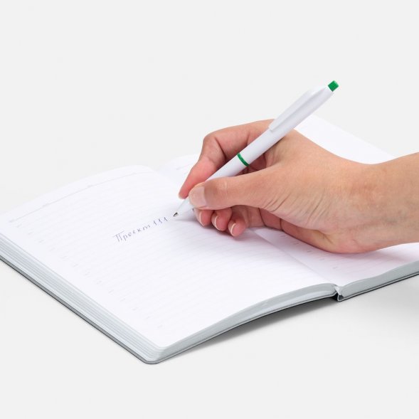 Ручка шариковая Bright Pop, белая с зеленым 