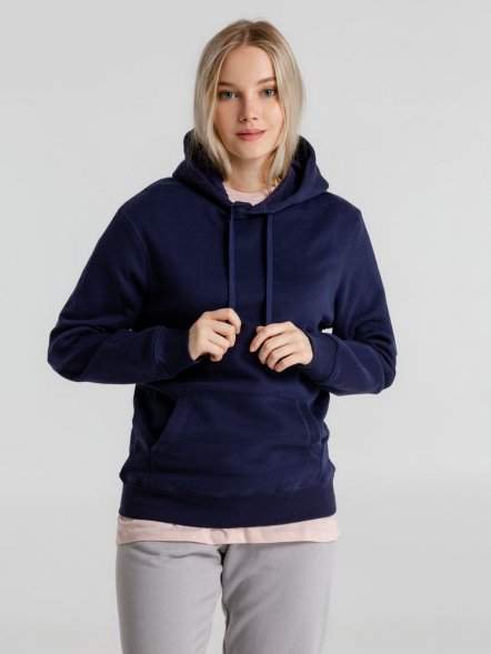 Толстовка с капюшоном унисекс King, темно-синяя 