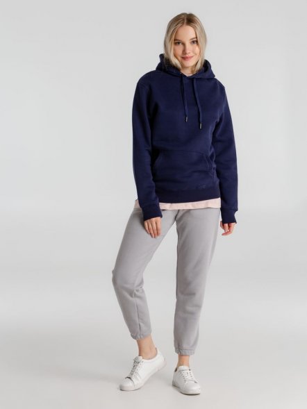 Толстовка с капюшоном унисекс King, темно-синяя 