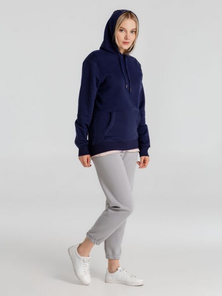 Толстовка с капюшоном унисекс King, темно-синяя 