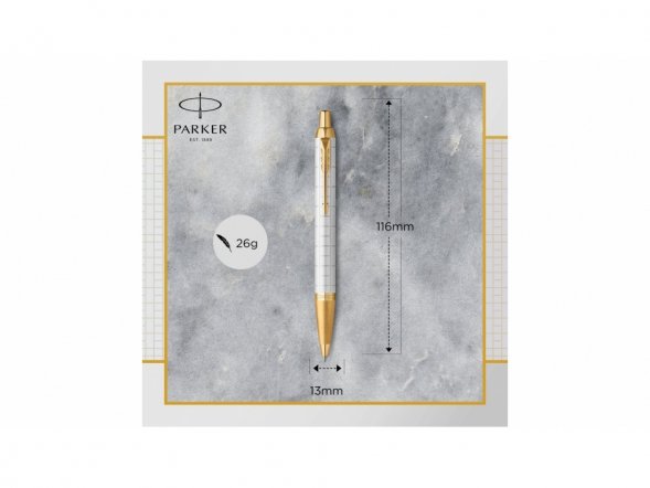 Шариковая ручка Parker IM Premium K318  Pearl GT, стержень: M, цвет чернил: blue, в подарочной упаковке. 