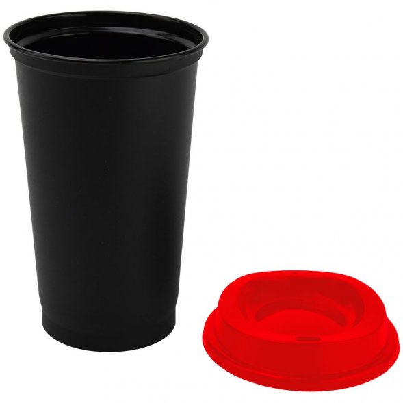 Стакан с крышкой Color Cap Black, черный с красным 