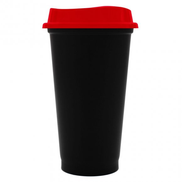 Стакан с крышкой Color Cap Black, черный с красным 