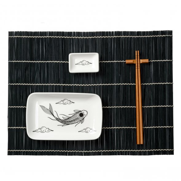 Набор для сервировки суши Tokyo, черный Рыбы 
