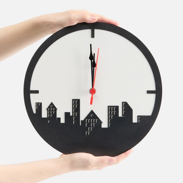 Часы «Города», черные 