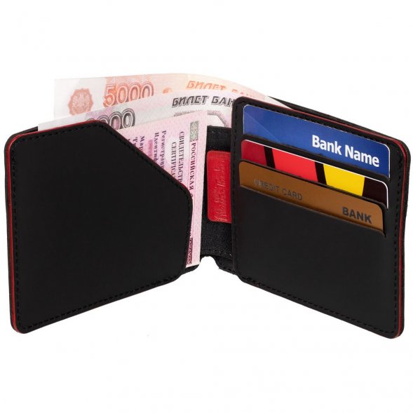 Портмоне Arrival, черное с красным 