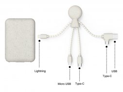 Портативное зарядное устройство BioPack c кабелем Mr. Bio, 5000 mAh, белый