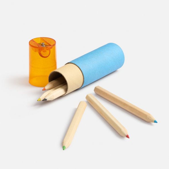 Набор цветных карандашей Kiddo с точилкой, голубой с оранжевым 