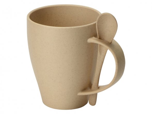 Пшеничная кружка Nina с ложкой, 300ml, бежевый 