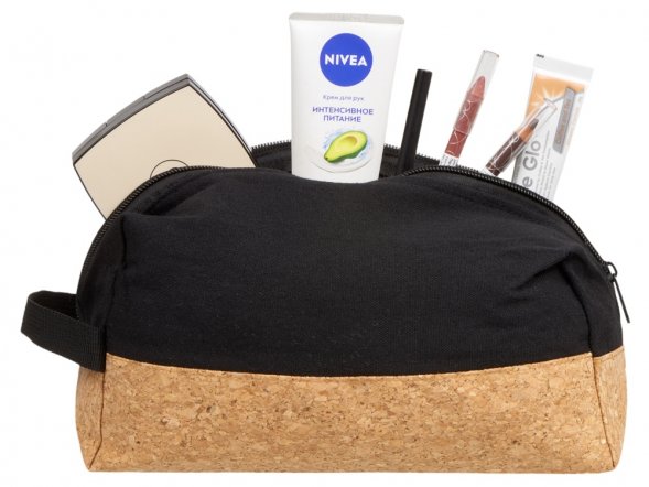 Несессер Corky хлопковый с пробковой вставкой, черный 