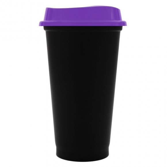 Стакан с крышкой Color Cap Black, черный с фиолетовым 