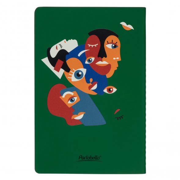 Блокнот Alpha slim, зеленый Лица 