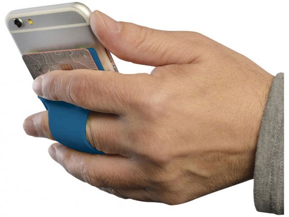 Картхолдер для телефона с держателем Trighold, сине-зеленый 