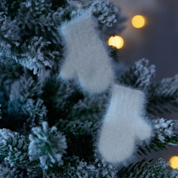 Подвеска на елку «Вьюжка», варежки, белая 