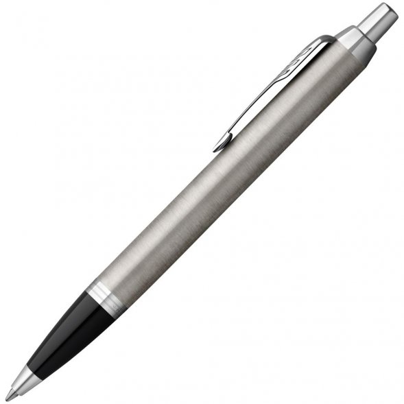 Ручка шариковая Parker IM Essential Stainless Steel CT, серебристая с черным 