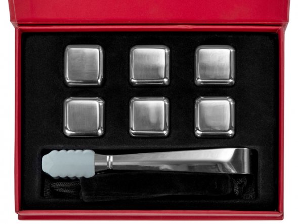 Набор для виски Skye со стальными охлаждающими камнями, щипцами, мешочком в коробке, кашированной картоном 