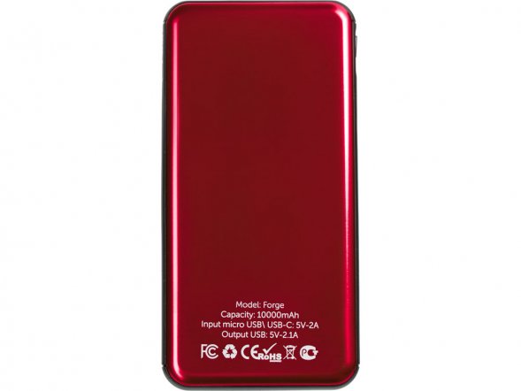 Внешний аккумулятор Forge v.2, металл, 10000mah, красный 