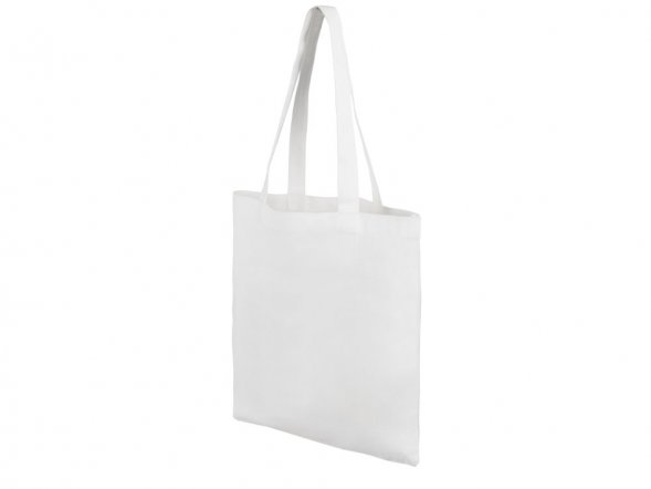 Сумки хлопок 90%, плотность 180 г, грузоподъемность 10 кг, размер 38х42 см, ручки 3х65 см с доп. швом, белый 